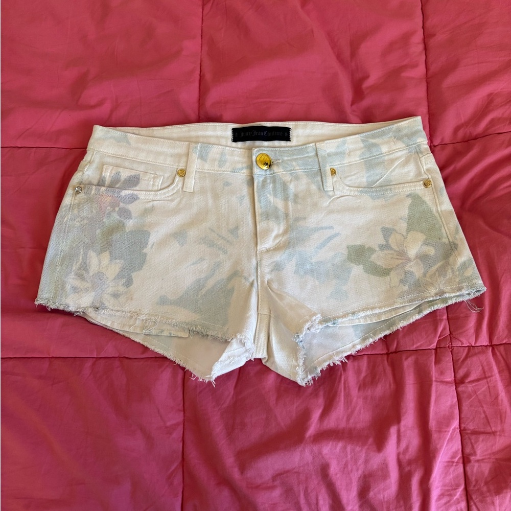Juicy Couture White Floral Jean Shorts
